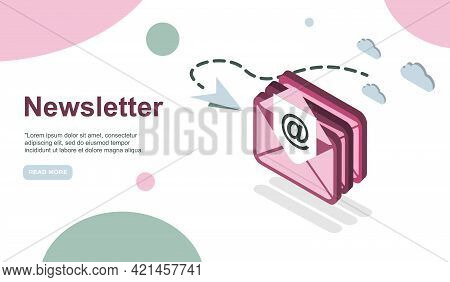 Email Service Isometric Vector Illustration. Electronic Mail Message Concept As Part Of Business Mar