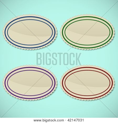 Set Of Vintage Oval Stamps