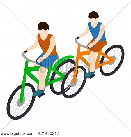 Bicyclist Icon. Isometric Illustration Of Bicyclist Vector Icon For Web