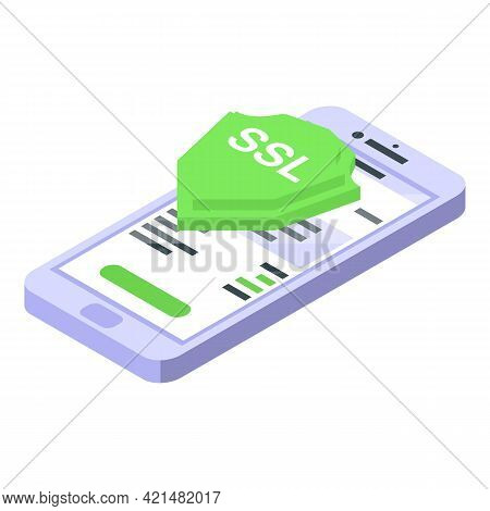 Smartphone Ssl Certificate Icon. Isometric Of Smartphone Ssl Certificate Vector Icon For Web Design 