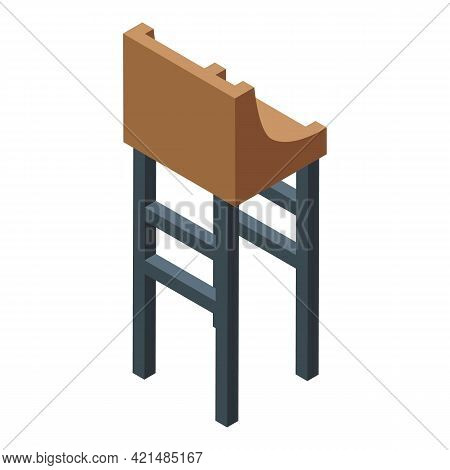 Bar Counter Wood Chair Icon. Isometric Of Bar Counter Wood Chair Vector Icon For Web Design Isolated