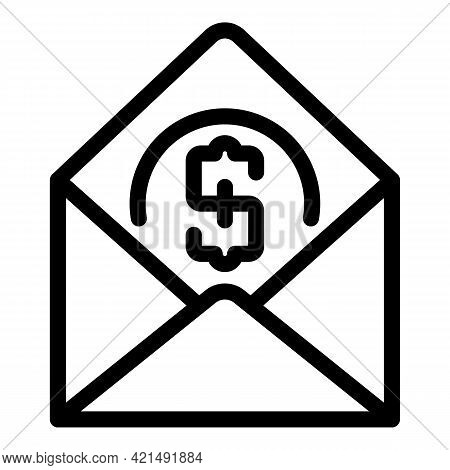 Envelope Money Icon. Outline Envelope Money Vector Icon For Web Design Isolated On White Background