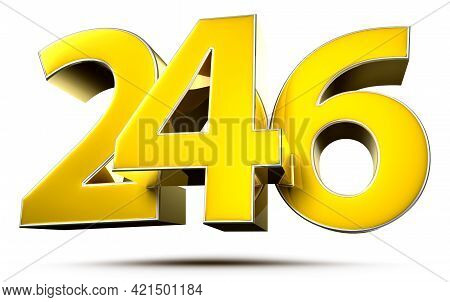 246 Gold 3D Illustration On White Background With Clipping Path.