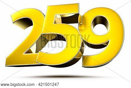 259 Gold 3D Illustration On White Background With Clipping Path.
