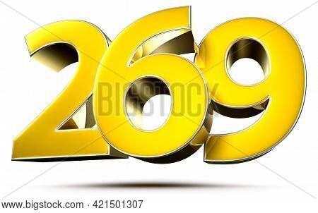 269 Gold 3D Illustration On White Background With Clipping Path.