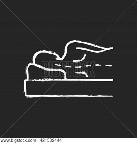 Incorrect Sleeping Position Chalk White Icon On Black Background. Unnatural, Unnecessary Curves In S