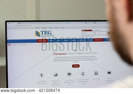 New York, Usa - 1 May 2021: Teg Federal Credit Union Company Website On Screen, Illustrative Editori