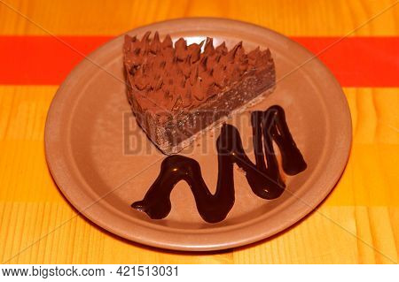 Chocolate Cake, Delicious Sweet Dessert, Which Is Served To Kafe