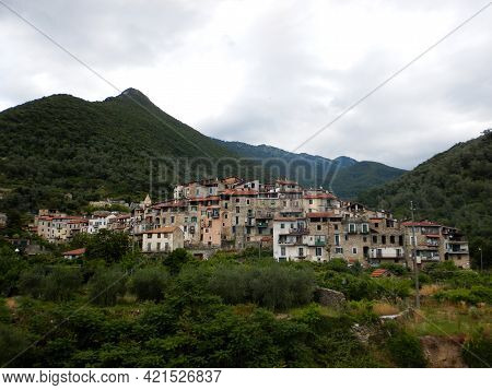 View Of The Rocchetta Nervina Sitano Village Within The Liguria Region - Italy