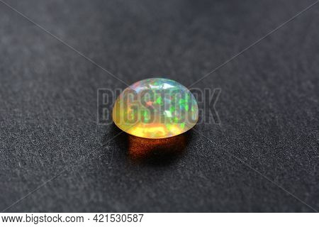 Natural Full Of Sparkle Gemstone Multi Color Play Transparent Oval Cabochon Ethiopian Welo Opal. Gre