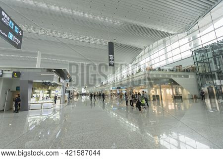 Guangzhou, China - October 25, 2018 : Interior Of Guangzhou Baiyun International Airport In Guangzho