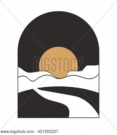 Moroccan Stairs, Arch, Walls, Arc Vector Icon. Architecture Elements Boho