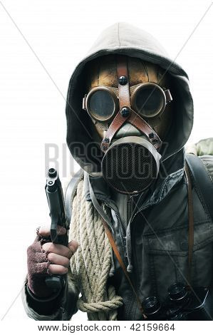 Post Apocalyptic Survivor In Gas Mask