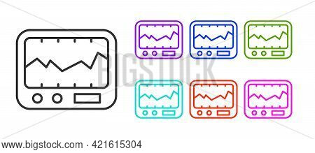 Black Line Electrical Measuring Instrument Icon Isolated On White Background. Analog Devices. Measur