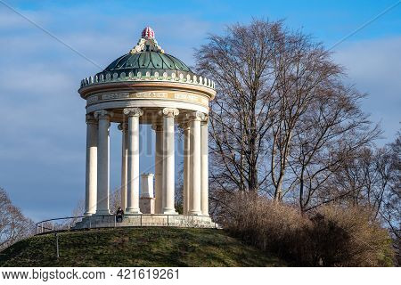 Munich, Germany - Oct 01, 2020: Monopteros - Greek Style Temple In Englischer Garten. Munich In Germ