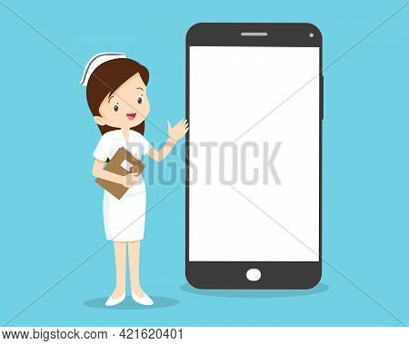 Online Medical Emergency Consultation Service, Tele Medicine. Nurse Chatting With Patient In App Mes