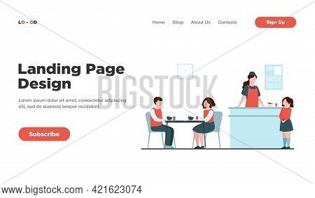 Lunch In School Cafeteria Concept. Teen Boys And Girls Eating In School Canteen Or Cafe, Standing At