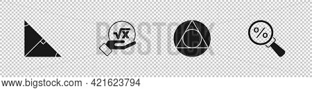 Set Angle Bisector Of A Triangle, Square Root X Glyph, Triangle Math And Magnifying Glass With Perce
