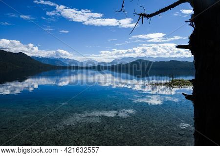 Mountain Blue Sky Reflection On The Lake