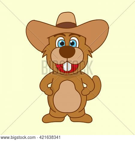 Cartoon Illustration Of An Cute Otter Mascot With A Cowboy Hat