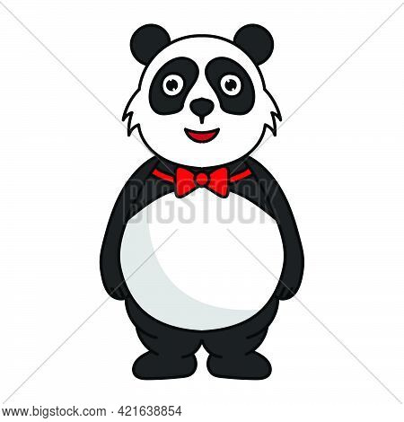 Standing Cute Panda Mascot Cartoon Character Illustration