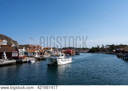 April 17, 2021 - Hamburgsund, Sweden: A Picturesque Fishing Village On The Swedish West Coast. Tradi
