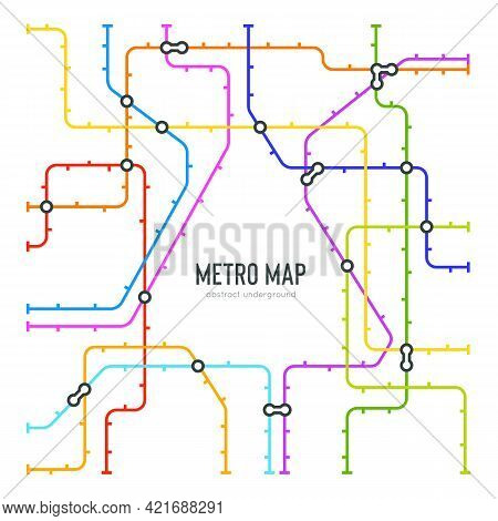 Abstract Metro Map In Shape Of Triangle. Vector Subway Underground Scheme. City Transportation Diagr