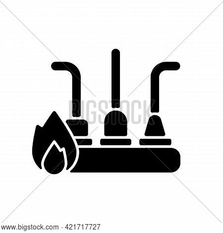 Circuit Overload Black Glyph Icon. Excessive Electricity Usage. Supplying Power To Several Outlets. 