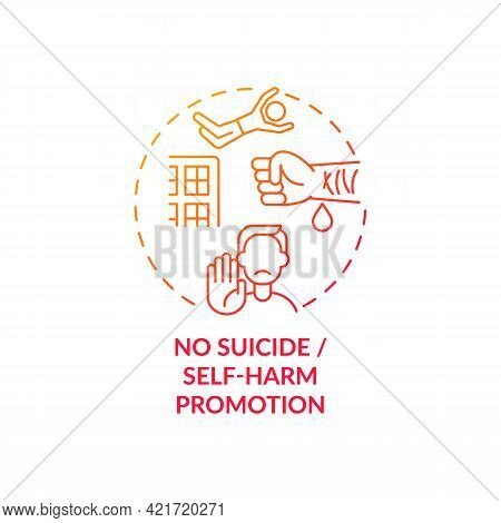 No Suicide And Self-harm Promotion Concept Icon. Unhealthy, Suicidal Behavior Idea Thin Line Illustr