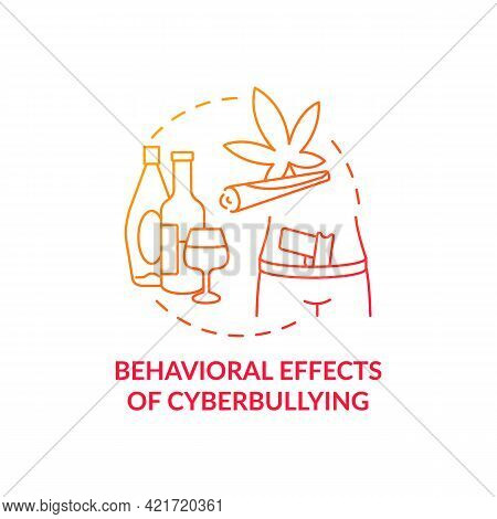 Behavioral Cyberbullying Effects Concept Icon. Negative Aftermaths Idea Thin Line Illustration. Losi