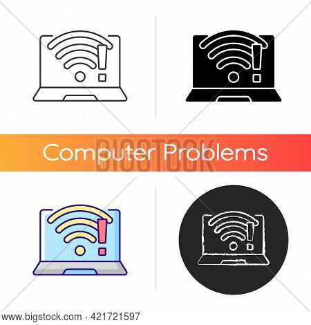 Wi Fi Does Not Work Icon. Wireless Connection Issue, Weak Signal. No Internet. Fix Wifi. Communicati
