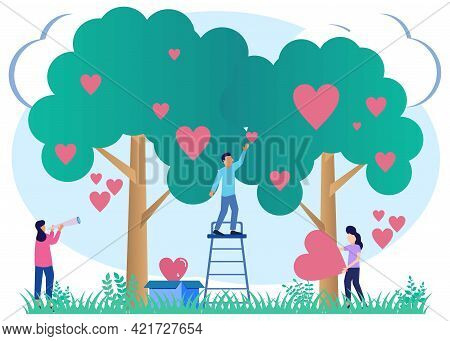Vector Illustration Of Donation As A Form Of Volunteer Support Or The Concept Of Caring, Love And So