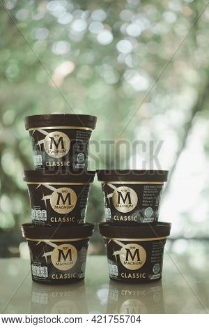 Samut Prakan, Thailand - May 26, 2021 : The New Magnum Mini Cup Of Magnum Classic Ice Cream One Of T