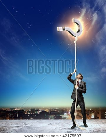 Obraz biznesmen wspinaczka liny