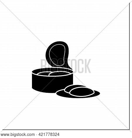 Canned Tuna Glyph Icon. Steel Container.portion Control, Protection, Tampering Resistance From Bacte