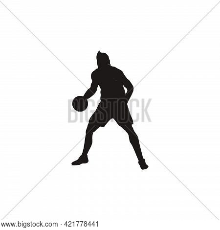 Silhouette Of Basket Ball Athlete Keeping Or Holding The Ball On A Game - Illustrations Of Basket Ba