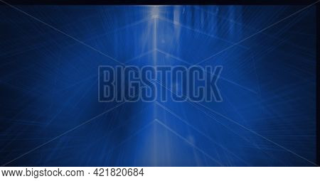 Composition of glowing blue light beams and motherboard over dark background. global communication technology, energy and digital interface concept, digitally generated image.