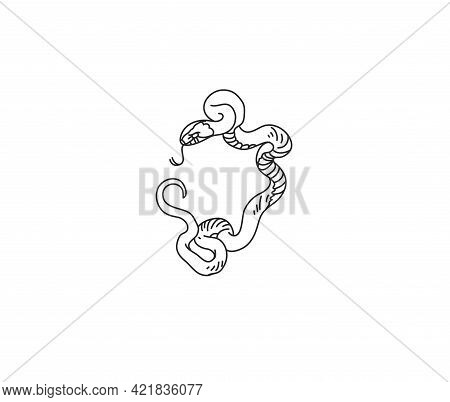 Hand Drawn Vector Abstract Stock Flat Graphic Illustration With Logo Element, Mystic Tribal Magic Li
