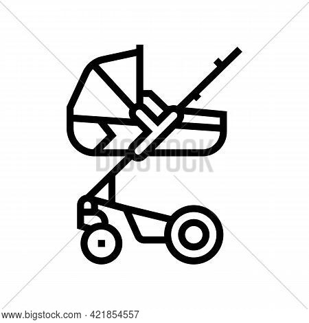 Stroller Carrycot Baby Line Icon Vector. Stroller Carrycot Baby Sign. Isolated Contour Symbol Black 