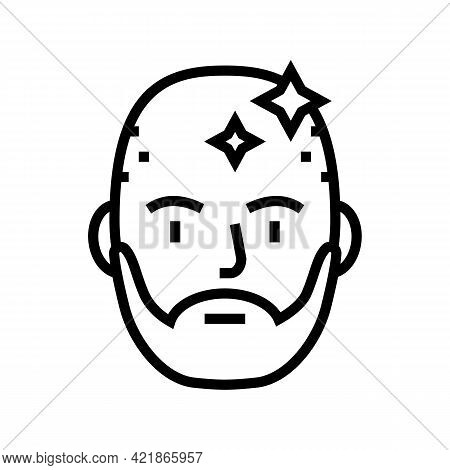 Bearded Man With Shaved Head Line Icon Vector. Bearded Man With Shaved Head Sign. Isolated Contour S