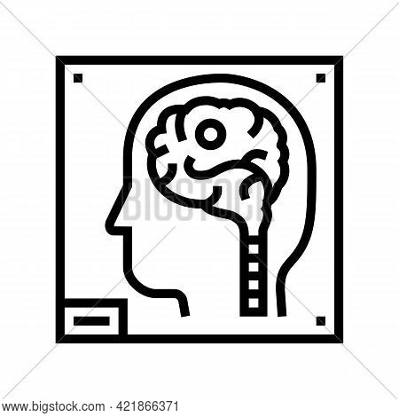 Human Brain X-ray Line Icon Vector. Human Brain X-ray Sign. Isolated Contour Symbol Black Illustrati