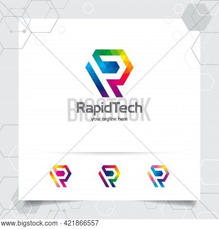 Digital Logo Letter R Design Vector With Modern Colorful Pixel For Technology, Software, Studio, App