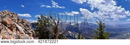 Wasatch Front Mount Olympus Peak Hiking Trail Inspiring Views In Spring Via Bonneville Shoreline, Ro