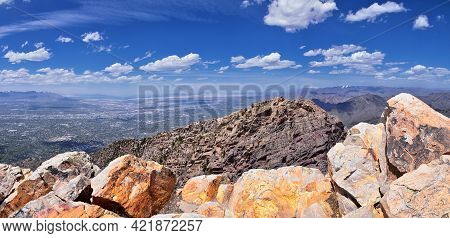 Wasatch Front Mount Olympus Peak Hiking Trail Inspiring Views In Spring Via Bonneville Shoreline, Ro