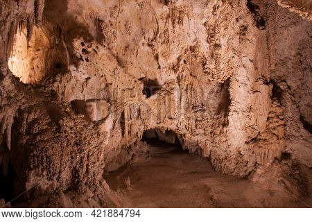 Carlsbad Caverns New Mexico. The Main Chamber Of The Cavern Known As The Big Room