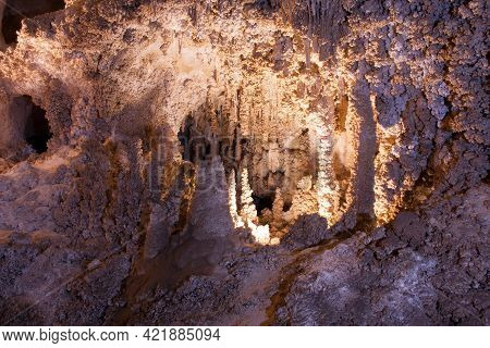 Carlsbad Caverns New Mexico. The Main Chamber Of The Cavern Known As The Big Room