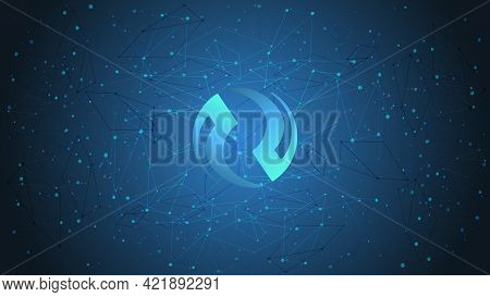 Injective Protocol Inj Token Symbol Of The Defi Project Cryptocurrency Theme On Red Polygonal Backgr