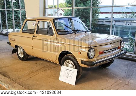 Moscow, Russia - August 19, 2014: Soviet Compact Retro Car Zaz 968m Zaporozhets At The Automotive In