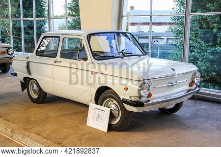 Moscow, Russia - August 19, 2014: Soviet Compact Retro Car Zaz 968a Zaporozhets At The Automotive In
