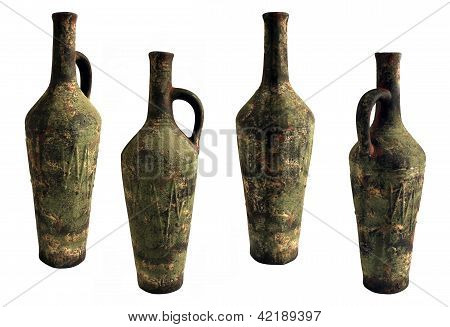 Ceramiczne butelkę wina na białym tle na białym tle
